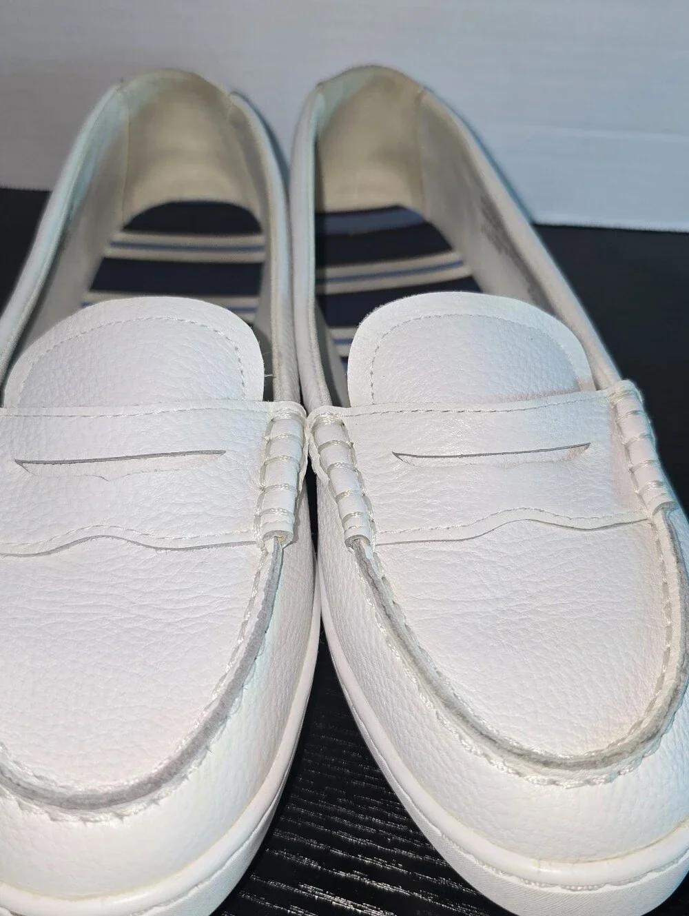 Cole Haan Nantucket White Pebbled Leather Penny Loafers Shoes Womens Size 9.5 B - Picture 3 of 9